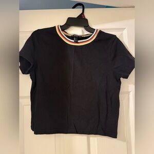 Forever 21 Black Tee with Colorful Collar
